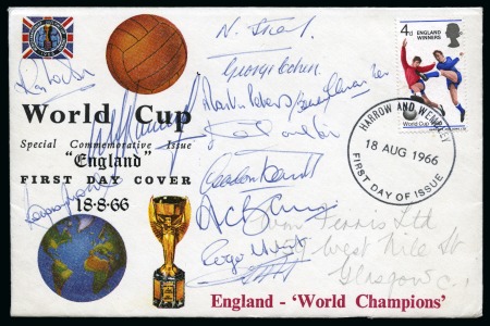 Stamp of Topics » Sport and Games » Football 1966 WORLD CUP: Official illustrated first day cover signed by the England team incl. Alf Ramsey and Bobby Moore