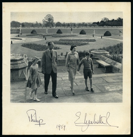 1959 Christmas card sent from the Royal Family signed by Queen Elizabeth and Prince Philip
