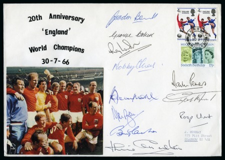 Stamp of Topics » Sport and Games » Football 1966 WORLD CUP: Home made "20th Anniversary" cover signed by the winning England team