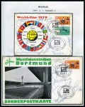 1974 WORLD CUP: Collection written up in 2 albums incl. autographs, stamps, covers, postcards, publicity, etc.