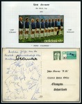 1974 WORLD CUP: Collection written up in 2 albums incl. autographs, stamps, covers, postcards, publicity, etc.