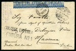 1917 Rouletted 1/2 Pia. red, pair tied on reverse of cover