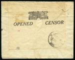 1919 Registered censored cover from Mecca, franked 1917 2pi claret, to Agrah, India