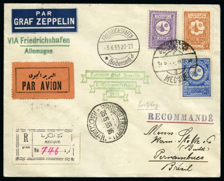 Stamp of Saudi Arabia » 1926-1932 Hejaz & Nejd 1933 The first Zeppelin mail from Saudi Arabia: Registered