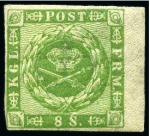 1854-63 8s Green, mint marginal examples, clear to