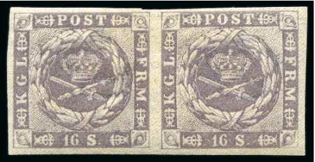 Stamp of Denmark » Skilling Issue 1854-63 16sk Greyish violet, mint horizontal pair,