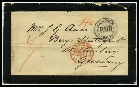 1874 Mourning envelope to Germany with fine HARPER