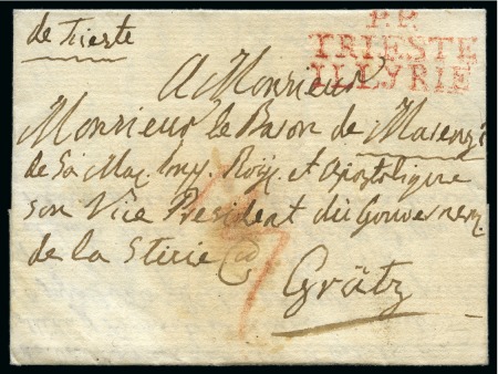 Stamp of France 1813 Entire to Gratz with manuscript 'de Trieste' handstamped