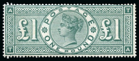 Stamp of Great Britain » 1855-1900 Surface Printed 1891 £1 Green pl.2 TA mint og showing frame break at lower left variety