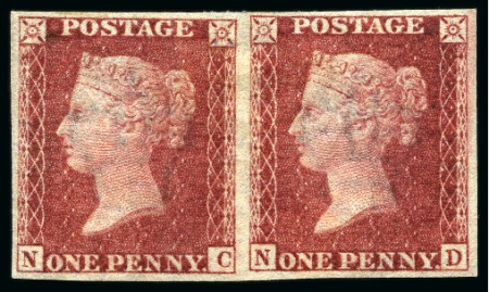 1865 1d Carmine-Rose "Royal Reprint" pl.66 NC-ND imperf. pair