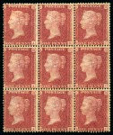 Stamp of Great Britain » 1854-70 Perforated Line Engraved 1865 1d Carmine-Rose "Royal Reprint" pl.66 NC-ND imperf. pair