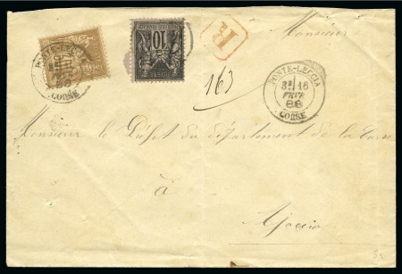 Stamp of France » Type Sage 1884-1888, Corse, Ponte-Leccia, Lot de 2 lettres avec