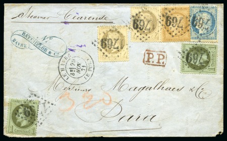 Stamp of France 1871 Lettre pour Brésil avec Nap. 1c +4c gris (2)