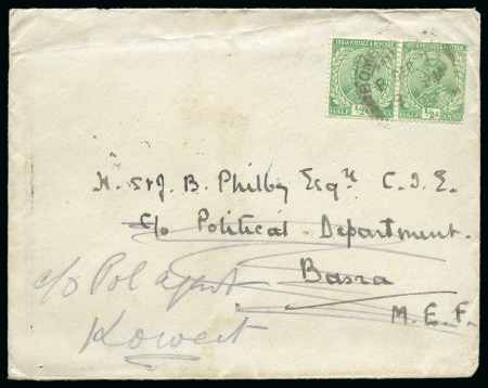 Stamp of Saudi Arabia » French Military Post Office 1917 Incoming mail to H. STJ. Philby. Philby, already