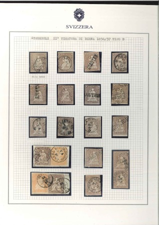Stamp of Switzerland / Schweiz » Sitzende Helvetia Ungezähnt » 1856-57 Berner Druck (III) D-Ausgabe: Kl. Partie gebrauchte Marken auf Ausste