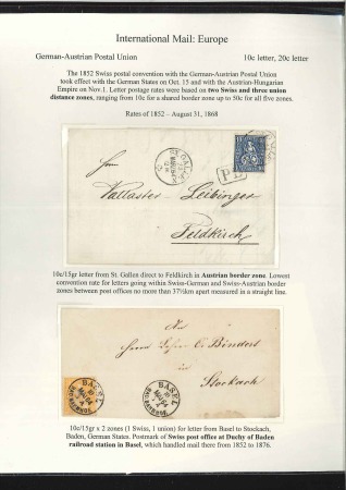Stamp of Switzerland / Schweiz » Sitzende Helvetia Gezaehnt » Destinationen OESTERREICH 1864: Drei Briefe davon einer mit 10C 