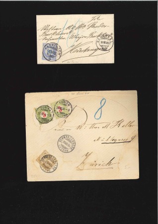 Stamp of Switzerland / Schweiz » Nachportomarken (Inlandsbriefe) 1879-94, Sechs Inlandsbelege mit Portomarken, meis