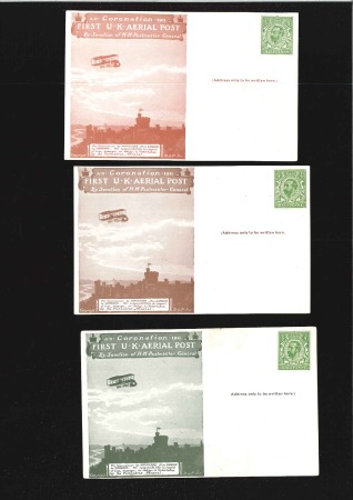 1911 First UK Aerial Post unused cards in brown, r