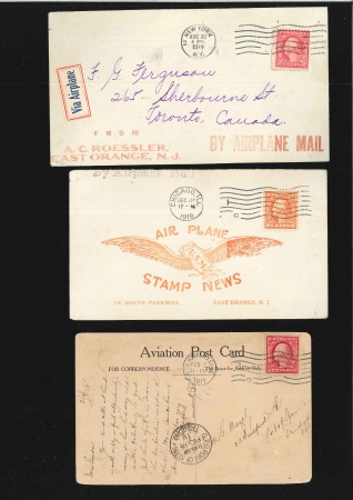 1911-19, Airmails group of 3 covers incl. 1911 ppc