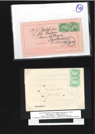 Stamp of France 1864-71, Sept Avis de réception avec Empire dent. 
