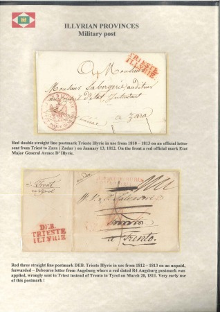 Stamp of Austria » Pre-Stamp Letters and Documents 1812 Red TRIESTE ILLYRIE on official letter to Zar