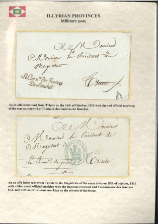 1810-1812 Group of 4 official covers, miltary or c