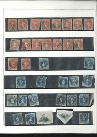 1853-62, Selection of Columbus 5c brown red and 10
