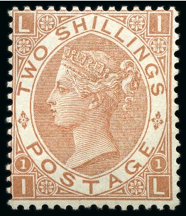 1880 2s Brown pl.1. mint og, a very fine and fresh example of this very rare adhesive