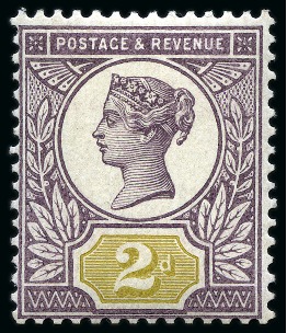 1899 2d Colour trial with head plate in purple and duty plate in olive