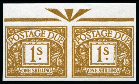 Stamp of Great Britain » Postage Dues 1964 1s Ochre postage due (white paper) mint nh imperf. imprimatur pair
