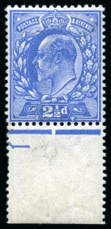 Stamp of Great Britain » King Edward VII 1911 Harrison & Sons 2 1/2d bright blue with INVERTED WATERMARK, mint nh lower marginal