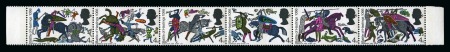 Stamp of Great Britain » Queen Elizabeth II 1966 Battle of Hastings (phosphor) 4d se-tenant strip of six with BISTRE OMITTED