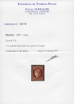 Stamp of France 1849 Cérès 1F CARMIN-BRUN, neuf avec gomme d'origine,