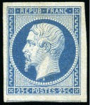 Stamp of France 1852 25c Présidence, neuf sans gomme, TB, signé Scheller,