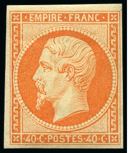Stamp of France 40c orange Empire NON DENTELE, neuf avec gomme, TB,