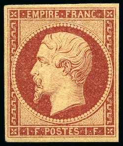 Stamp of France 1F carmin Empire NON DENTELE, neuf avec gomme, TB,