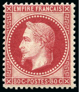 Stamp of France 80c rose Empire Lauré, neuf sans charnière, TB, très