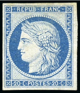 Stamp of France 20c Siège, Réimpression Granet, non dentelé, neuf
