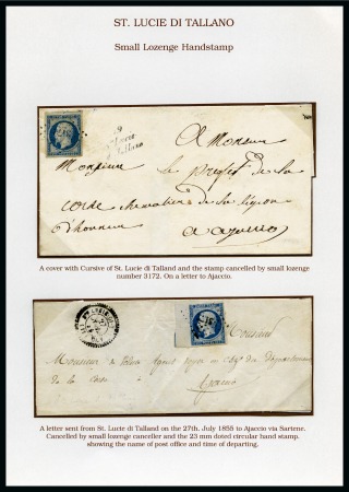 Stamp of France CORSICA: ST. LUCIEDI TALLANO 2 lettres pour Ajaccio