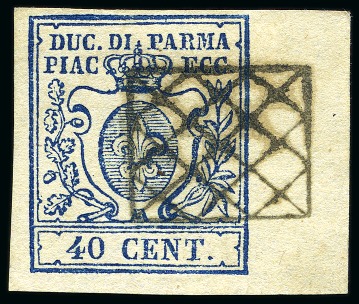 Stamp of Italian States » Parma 1857-59 40c Dark Blue, right marginal example with