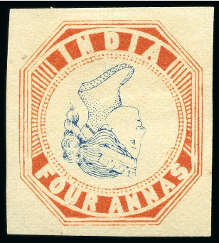 Stamp of India » 1854 Lithographs 1891 4a Vermilion and Blue reprint (pos.24) with inverted head
