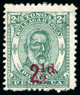 Stamp of Tonga 1893 2 1/2d on 2d (carmine ovpt) with inverted watermark
