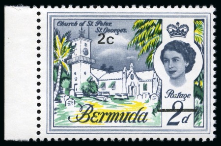 Stamp of Bermuda 1970 2c on 2d with lilac omitted mint nh, very fine