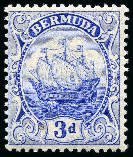 Stamp of Bermuda 1922-34 3d Ultramarine mint lh with inverted watermark,