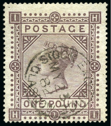 1867-83 Wmk MC £1 Brown-Lilac HI with neat Stock Exchange cds