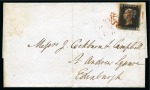 1841 (Feb 16) Wrapper from Dundee to Edinburgh (Scotland) with 1840 1d black pl.4 GE