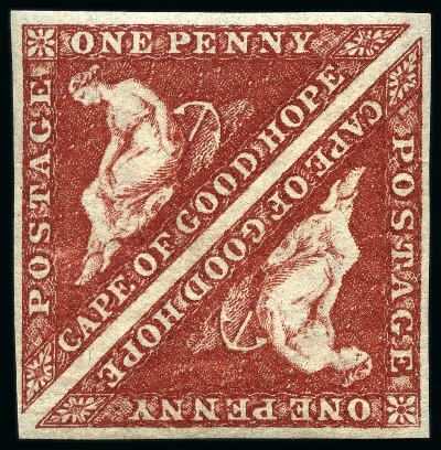 Stamp of South Africa » Cape of Good Hope 1863-64 1d Deep Carmine-Red mint part og pair