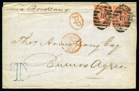 1860-71, Group of 5 surface printed covers to ARGENTINA
