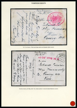 1915-18 WWI Austrian Navy ship mail collection beautifully presented in 2 albums