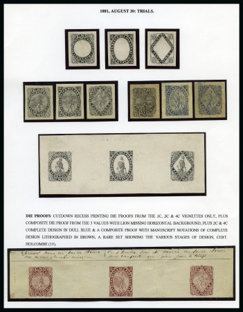 1881 (Aug) Issue die proofs on an album page
